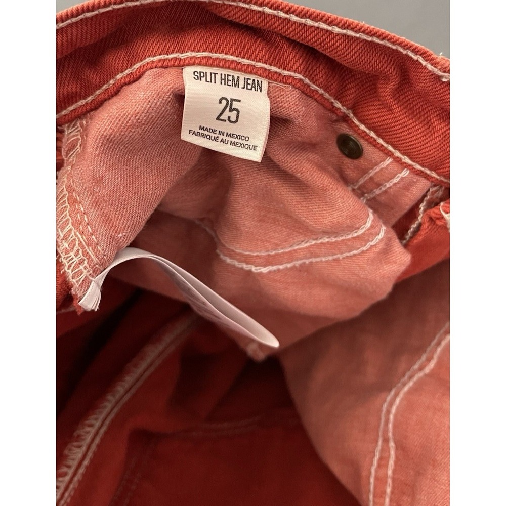 BDG Urban Outfitters Jeans Womens Sz 25 Coral Orange High Straight Leg Split Hem - Picture 5 of 15